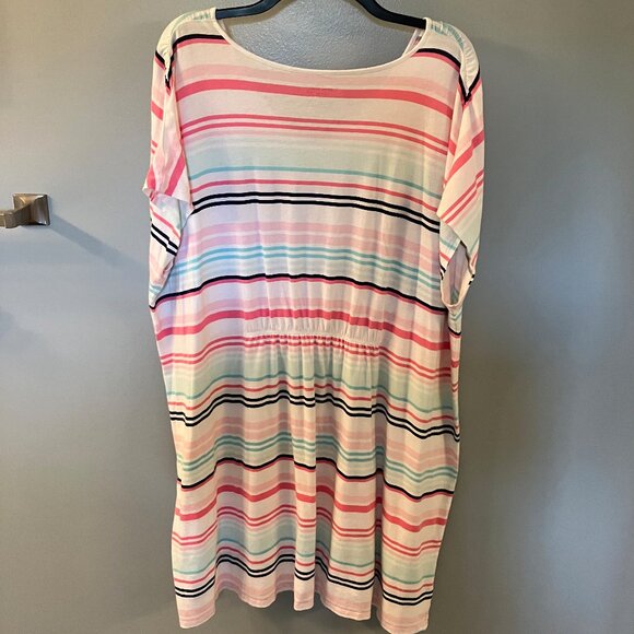 Coral Bay Beach Coverup Pink/White Stripe Size 1X - Picture 7 of 7